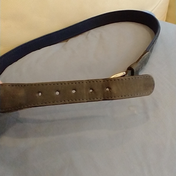 Size 40 made in USA Zeppelin Blue fabric belt with sailing nautical flags silver - Picture 5 of 7